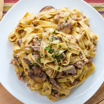 Mushroom and Pork Sausage Tagliatelle