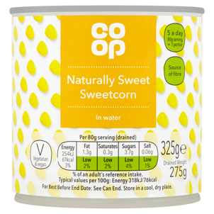 Co-op Naturally Sweet Sweetcorn in Water